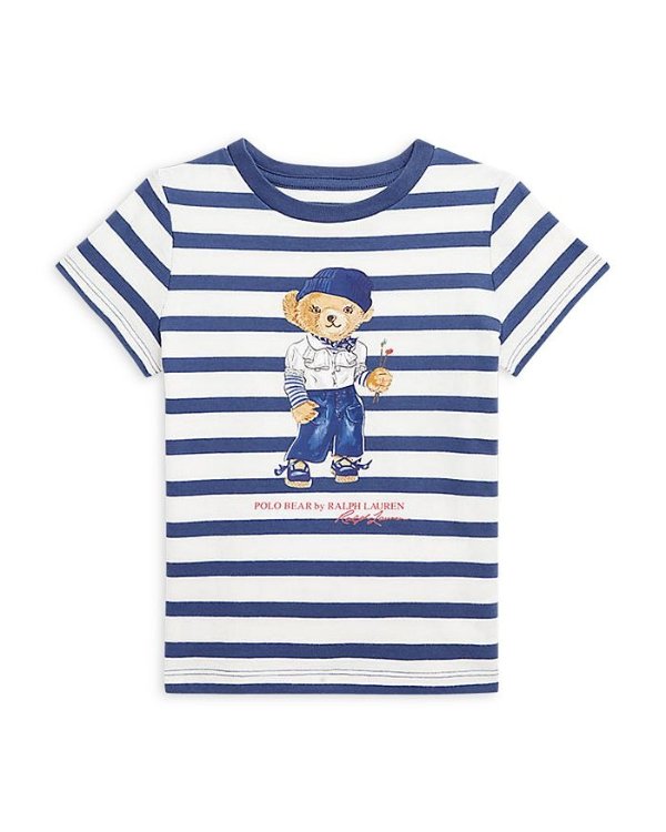 Girls' Polo Bear Striped Cotton Tee - Little Kid, Big Kid