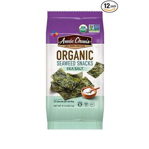 Annie Chun's Organic Seaweed Snacks, Sea Salt, 0.16-ounce Pack of 12