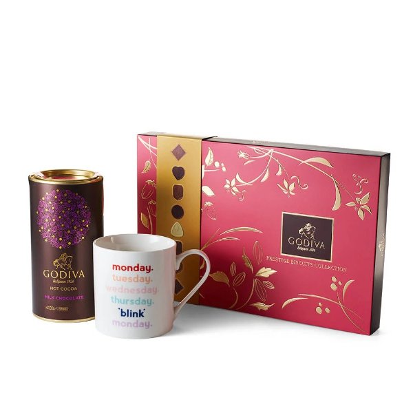 Blink Mug with Milk Chocolate Hot Cocoa and Assorted Biscuit Gift Box