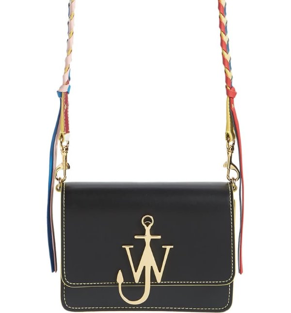 Anchor Braided Strap Leather Crossbody Bag