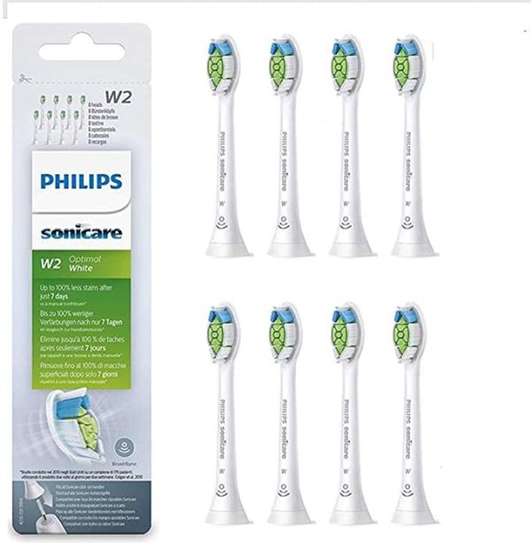Genuine Sonicare White Electric Toothbrush Replacement Brush Heads, Pack of 8 - HX6068/12