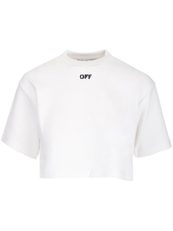 Off Logo Detailed Cropped T-Shirt