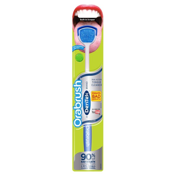 Orabrush Tongue Cleaner by DenTek, Helps Fight Bad Breath, 1 Count