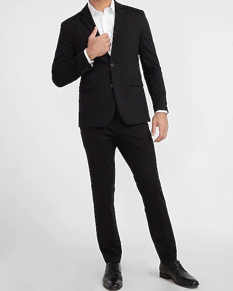 Slim Black Luxe Comfort Knit Drawstring Suit