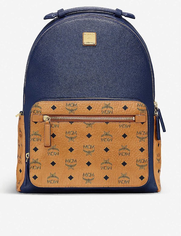 Stark brand-print medium coated-canvas backpack