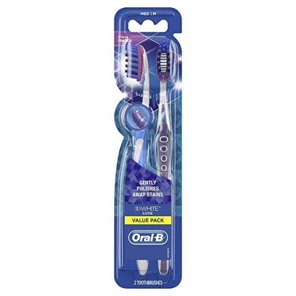 3D White Luxe Pro-Flex 38 Medium Manual Toothbrush Twin Pack (Packaging May Vary)