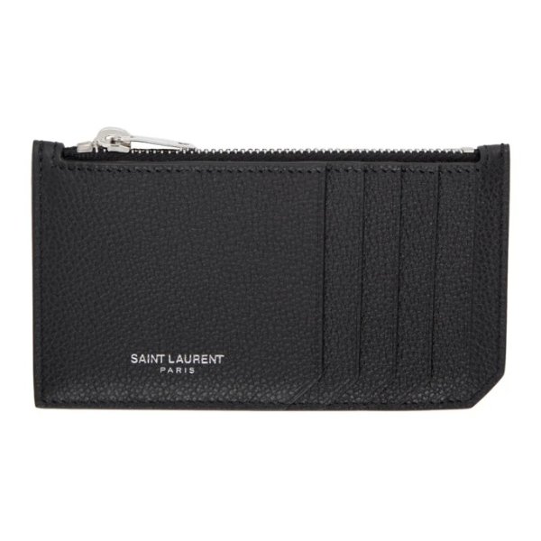Saint Laurent - Black Fragment Zipped Card Holder