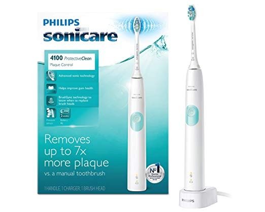 ProtectiveClean 4100 Plaque Control, Rechargeable electric toothbrush with pressure sensor, White Mint HX6817/01