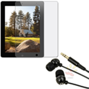 Stereo Earbuds w/ Screen Protector for Apple iPad 2