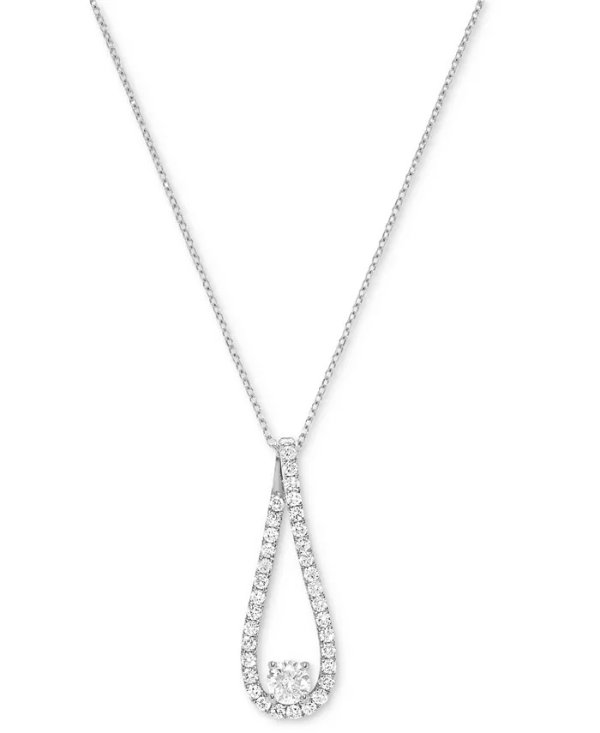 Diamond Loop 18" Pendant Necklace (3/4 ct. t.w.) in 14k White Gold or 14k Yellow Gold