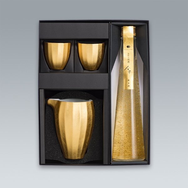 << winter present early discount 5%OFF >> Kanehana refined sake and 彩煌酒器 set | Hakuichi (はくいち) | of the Kanazawa gold leaf