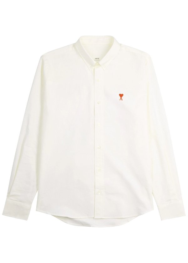 Off-white logo-embroidered cotton shirt