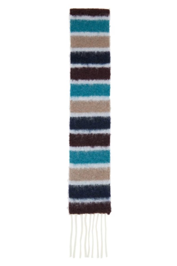 蓝色 & 棕色条纹围巾
