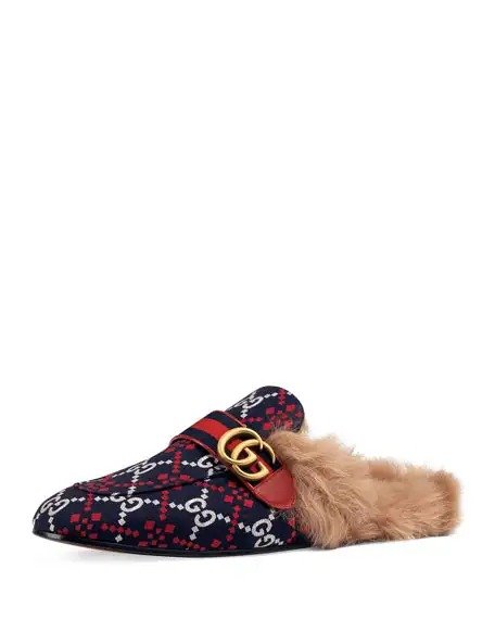 Men's Princetown Diamond Jacquard Slippers with Double G