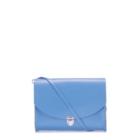 Large Push Lock in Leather - Bellflower Blue Patent