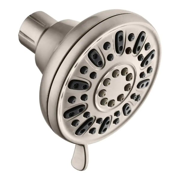 4-Spray Patterns with 1.8 GPM 3.5 in. Tub Wall Mount Single Fixed Shower Head in Brushed Nickel
