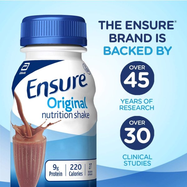 Ensure Original Nutrition Shake Milk Chocolate, 8 fl oz, 24 Count