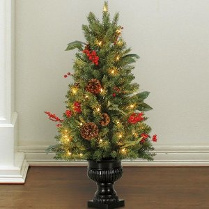 白菜价：Martha Stewart Living 带灯串和装饰豪华圣诞树 3 ft