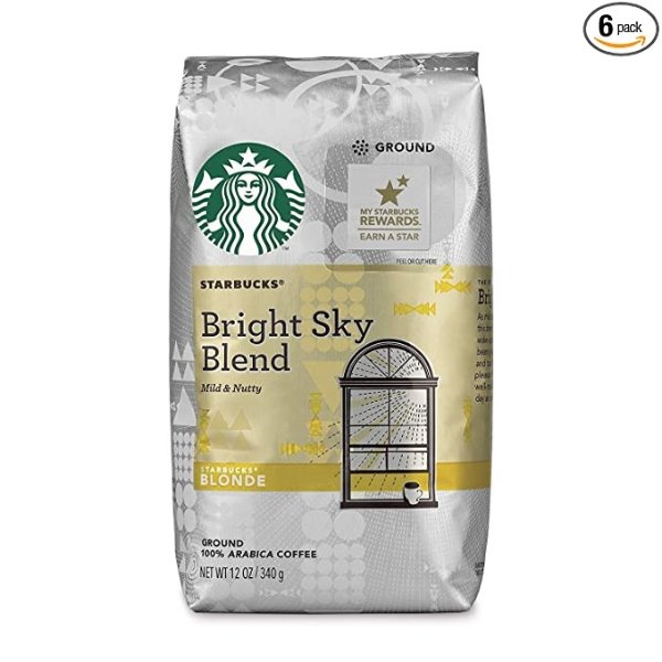 Blonde Roast Ground Coffee — Bright Sky — 100% Arabica — 6 bags (12 oz. each)