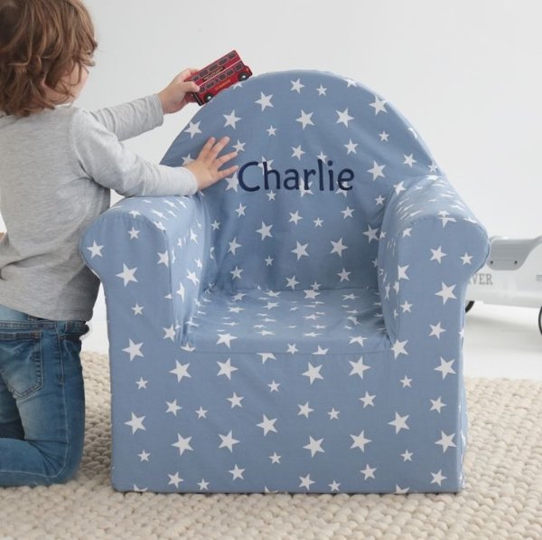 Personalized Blue Star Print Chair