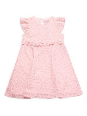 Little Girl's Lace Flutter-Sleeve Dress