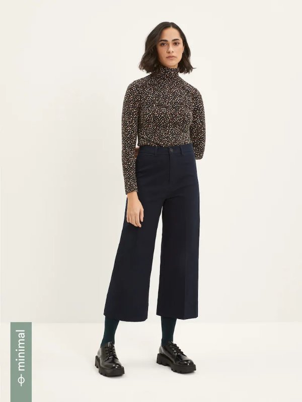 The Josephine Cropped Wide-Leg Pant in Navy