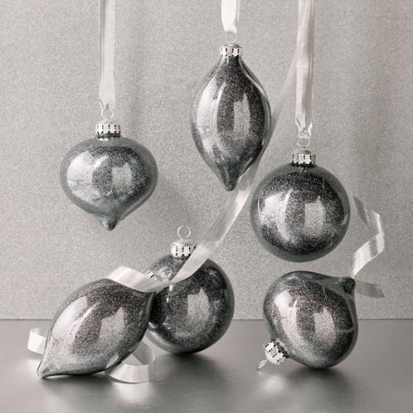 Gunmetal-flecked Accent Ornaments, Set of Six | Frontgate
