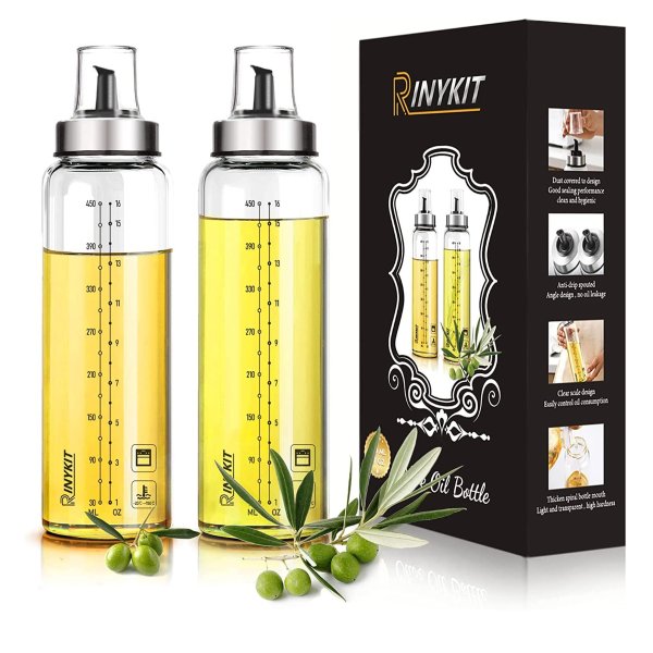 RINYKIT Olive Oil Bottle Dispenser 500ml 2 Pack