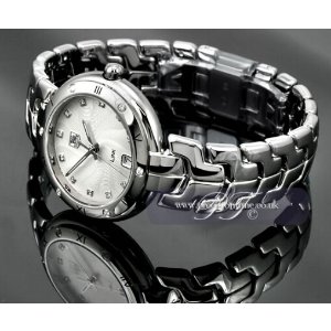 Tag Heuer Link Silver Guilloche Diamond Dial Steel Ladies Watch