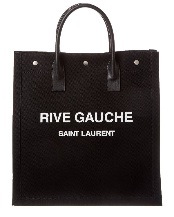 Rive Gauche N/S Canvas & Leather Tote / Gilt