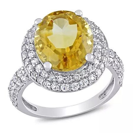 4.3 CT. T.G.W. Citrine and 1.14 CT. T.G.W. Created White Sapphire Cocktail Ring in Sterling Silver - Sam's Club