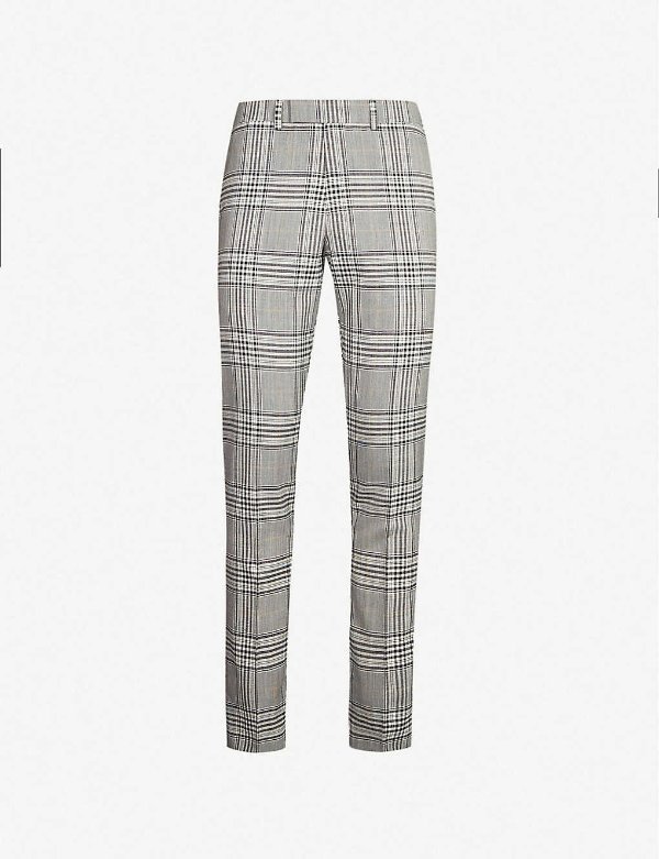 Wales check high-rise wool trousers