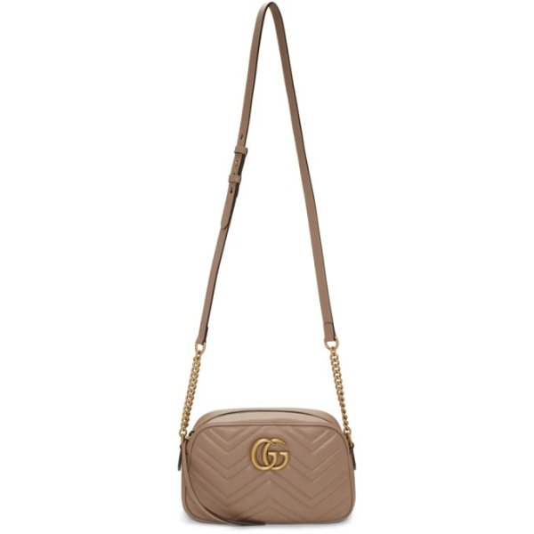 Gucci - Taupe Small Marmont Camera Bag