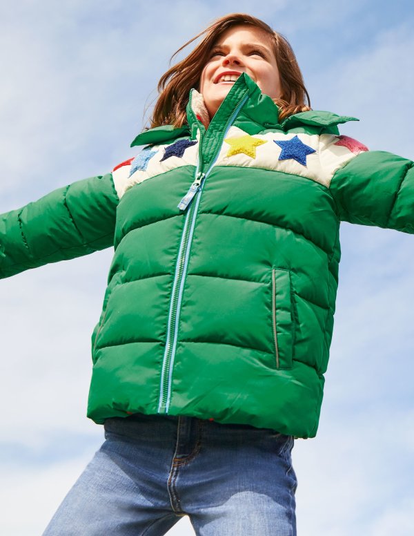 Cosy Padded Jacket - Highland Green Stars | Boden US