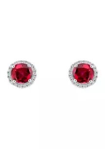 3.2 ct. t.w. Lab Created Ruby and Lab Created White Sapphire Earrings in Sterling Silver