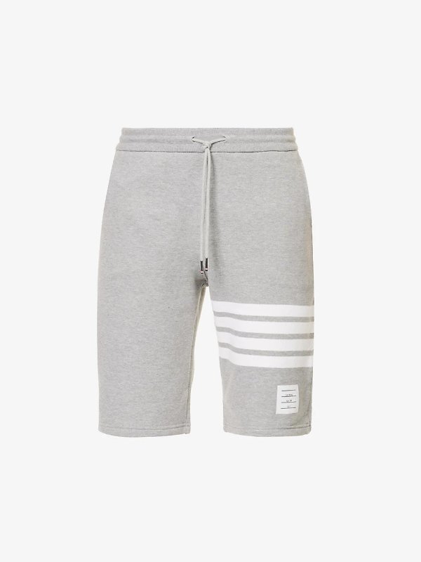 Four-bar brand-patch regular-fit cotton-jersey shorts
