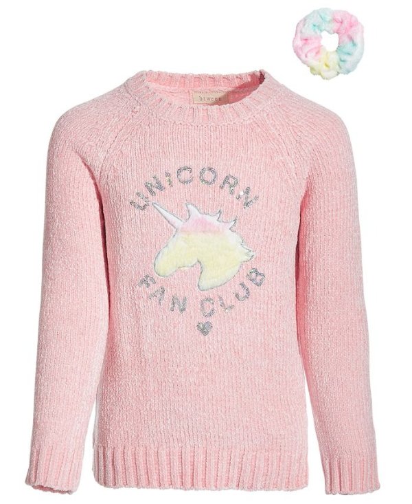 Little Girls Unicorn Sweater and Scrunchie
