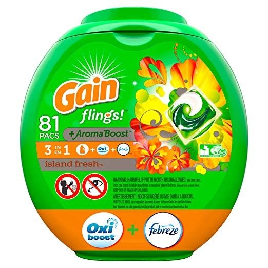 flings! Laundry Detergent Pacs plus Aroma Boost, Island Fresh Scent, HE Compatible, 81 Count (Packaging May Vary)