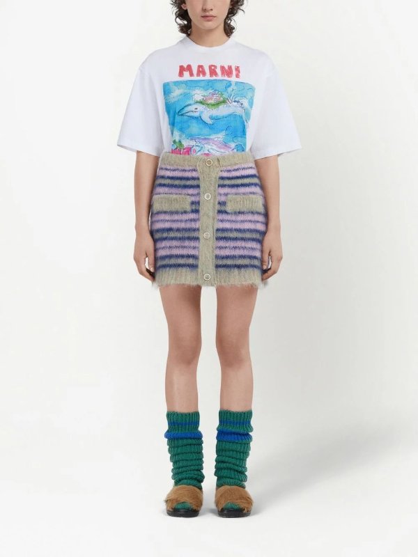 knitted striped mini skirt