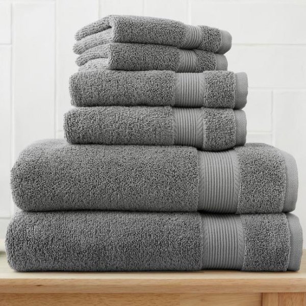 6-Piece Hygrocotton Towel Set in Stone Gray