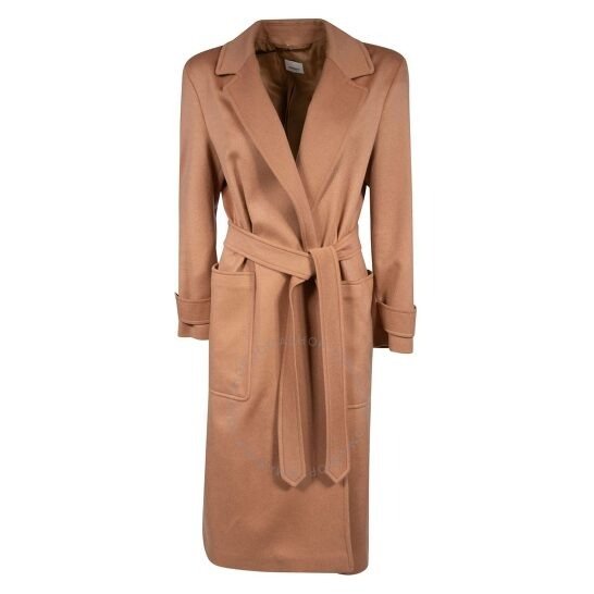 Ladies Beige Cashmere Belted Wrap Coat