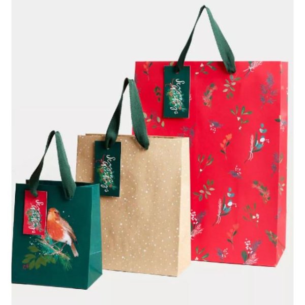 M&S 圣诞礼品袋 3个