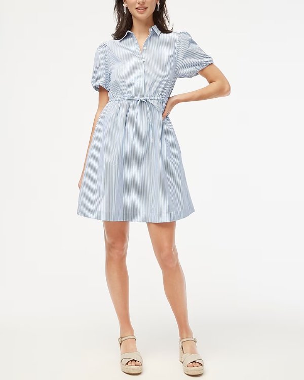 Petite short-sleeve collared mini dress