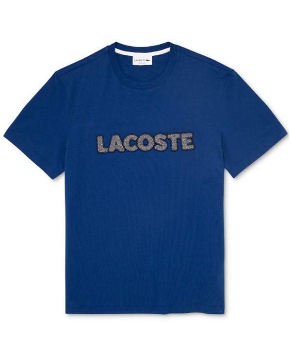 Men's Regular Fit Short Sleeve Crew Neck Jersey T-shirt with Lacoste Herringbone Logo