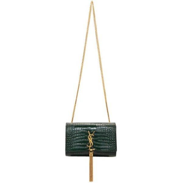 Green Croc Kate Tassel Bag