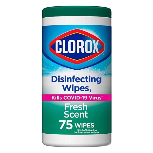 Clorox Disinfecting Wipes, Bleach Free Cleaning Wipes, Fresh, 75 Count (Package May Vary)