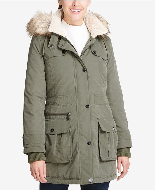 Faux-Fur-Trim Hooded Anorak, Created for Macy's