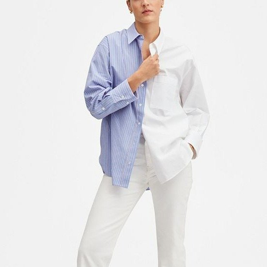 Women's Contrasting Cotton-Blend Shirt