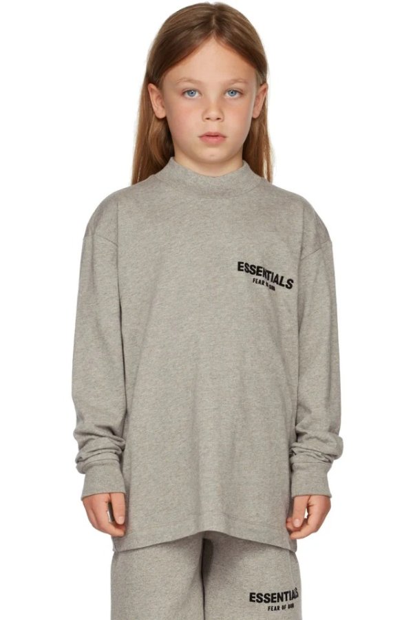 Kids Gray Logo Long Sleeve T-Shirt