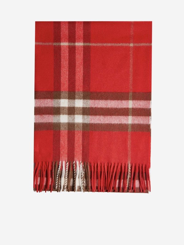 Check motif cashmere scarf